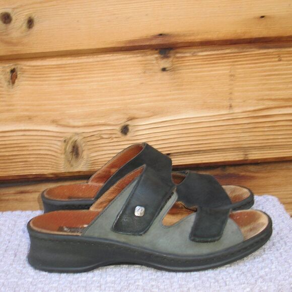 Romika Black Gray Nubuck Comfort Sandals Slides - Picture 1 of 10